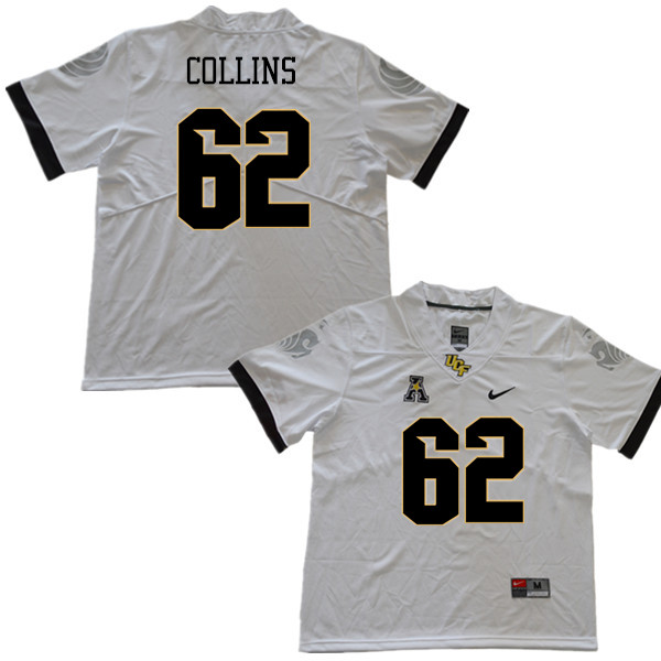 Men #62 Edward Collins UCF Knights College Football Jerseys Sale-White - Click Image to Close